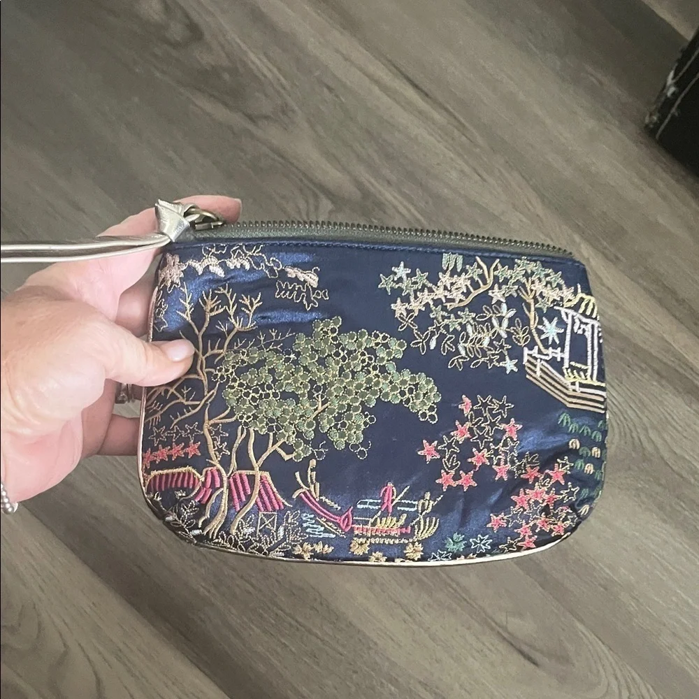 Green Velvet Cosmetic Pouch with Gold Letter J preowned